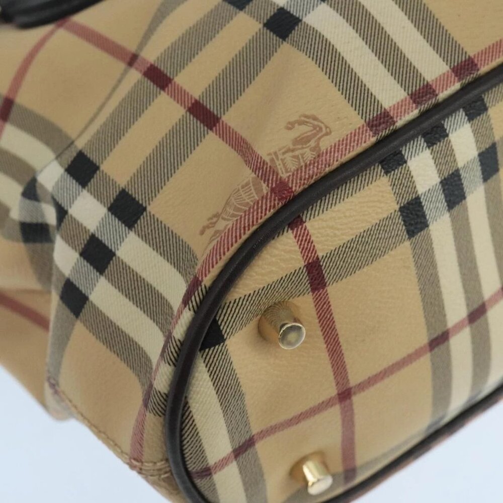 BURBERRY Nova Check Hand Bag PVC Leather Beige Auth 101879 - Picture 12 of 16